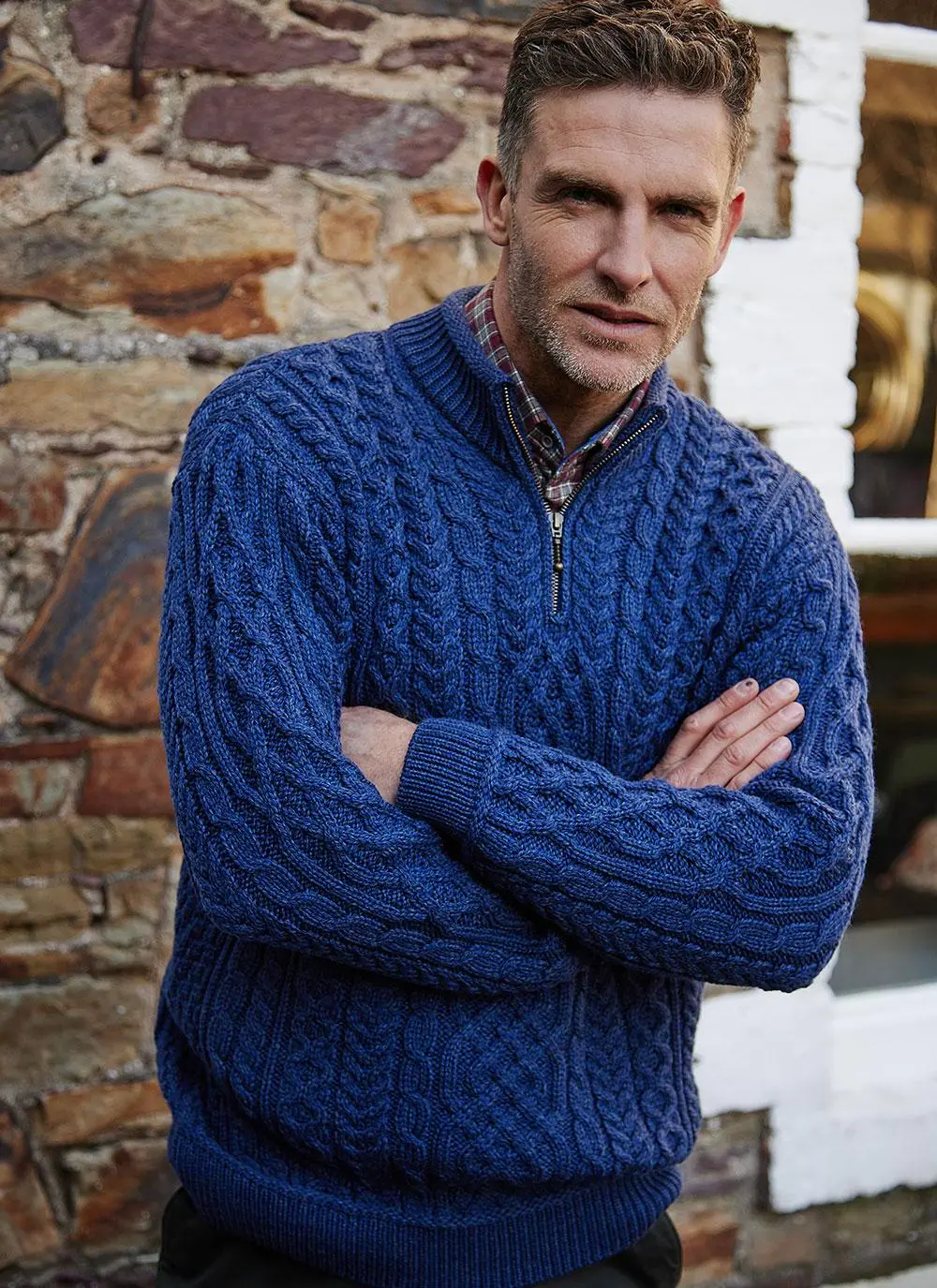 Inisheer Supersoft Wool Half Zip Aran Sweater | Blarney