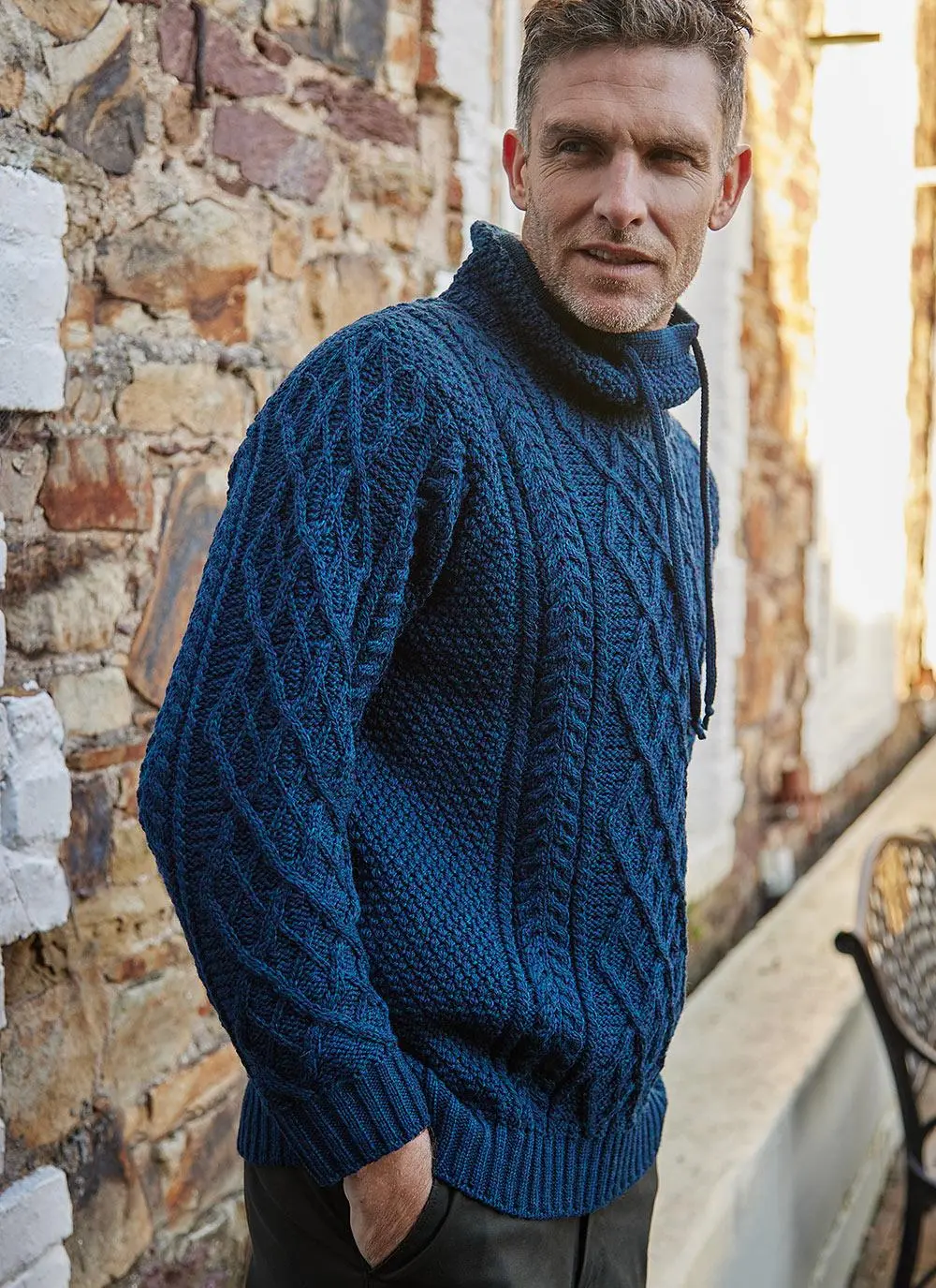 Tadhg Drawstring Aran Sweater