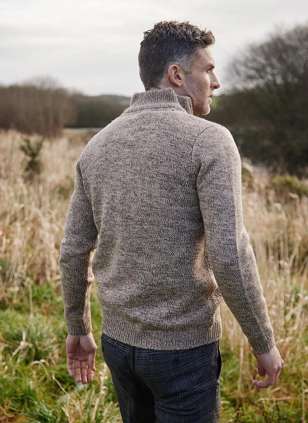 Liam Zip Neck Aran Sweater