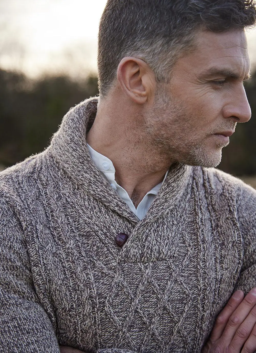 Brendan Shawl Collar Aran Sweater