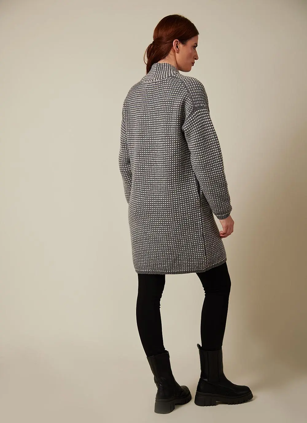 Fisherman Bird's Eye Cashmere Cardigan