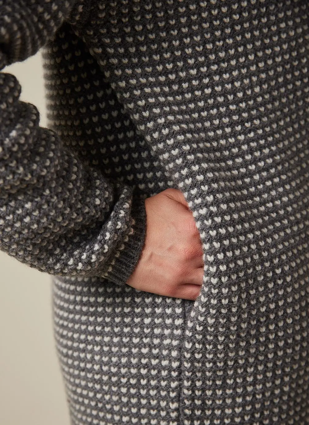 Fisherman Bird's Eye Cashmere Cardigan