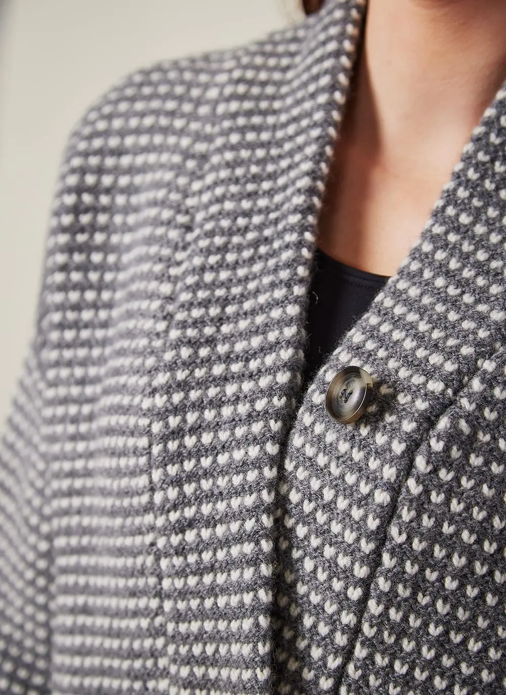 Fisherman Bird's Eye Cashmere Cardigan