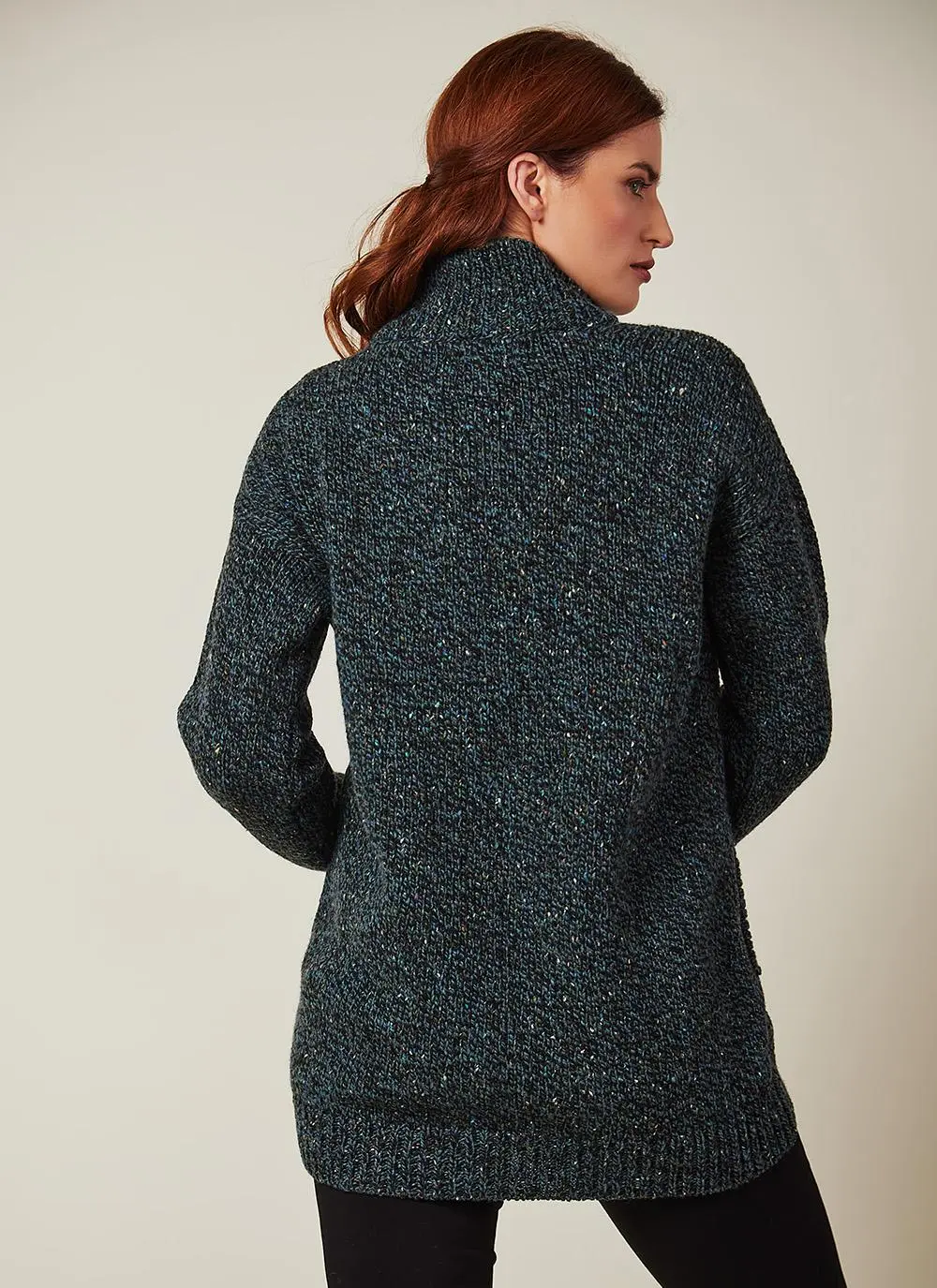 Fisherman Donegal Fleck Longline Button Cardigan