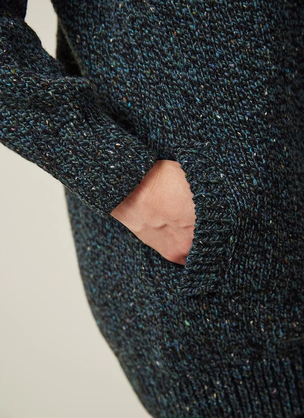 Fisherman Donegal Fleck Longline Button Cardigan