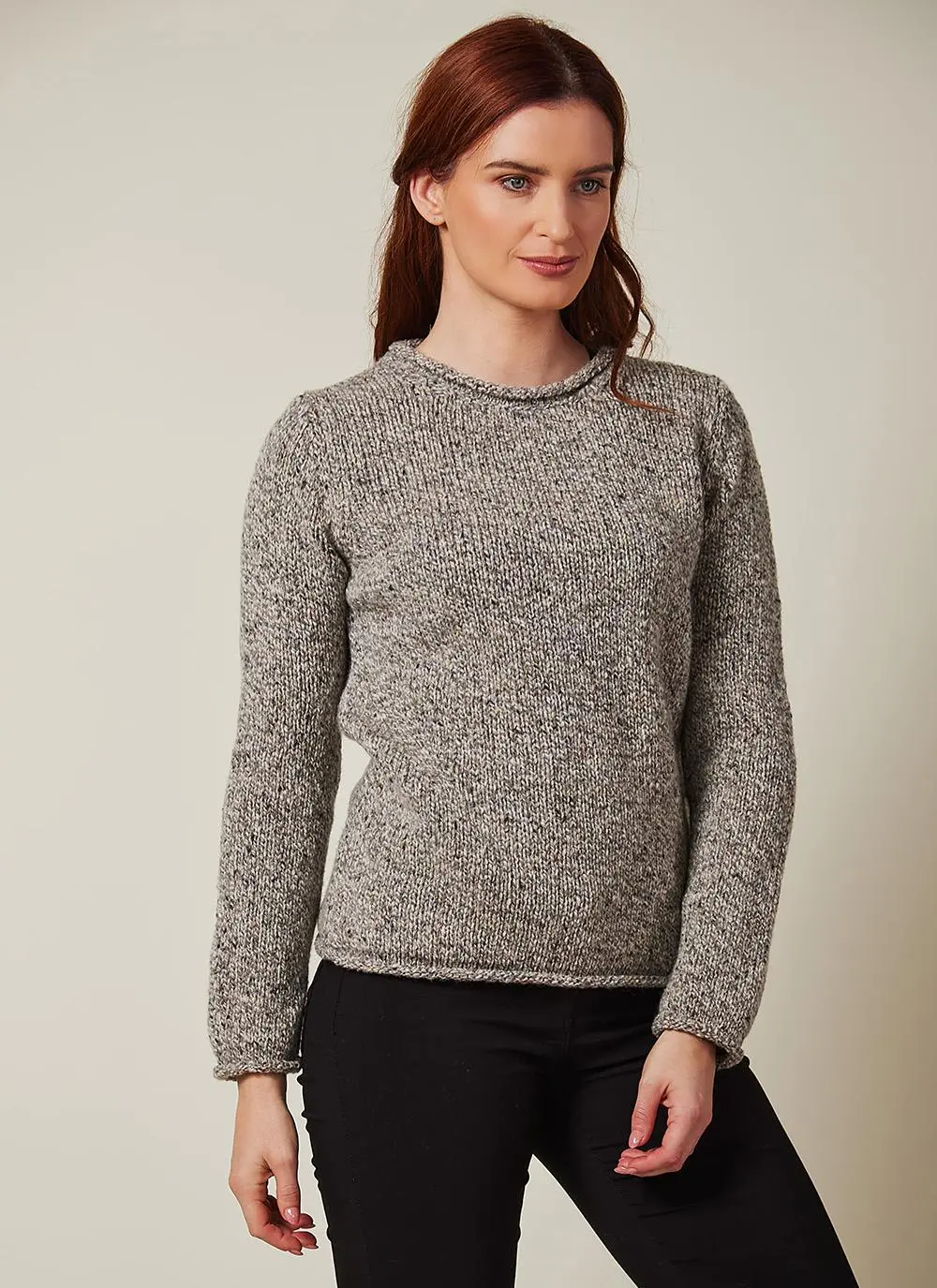 Fisherman Donegal Fleck Roll Neck Sweater