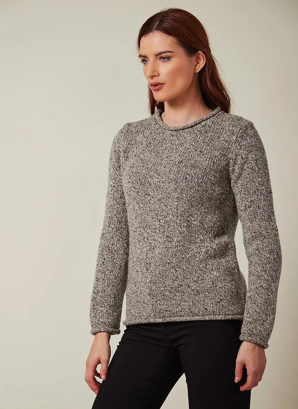 Fisherman Donegal Fleck Roll Neck Sweater