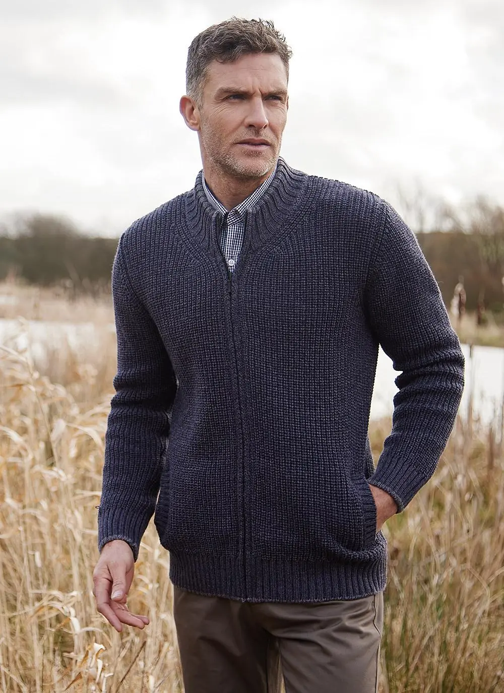 Full Zip Rockbrook Ribbed Cardigan 