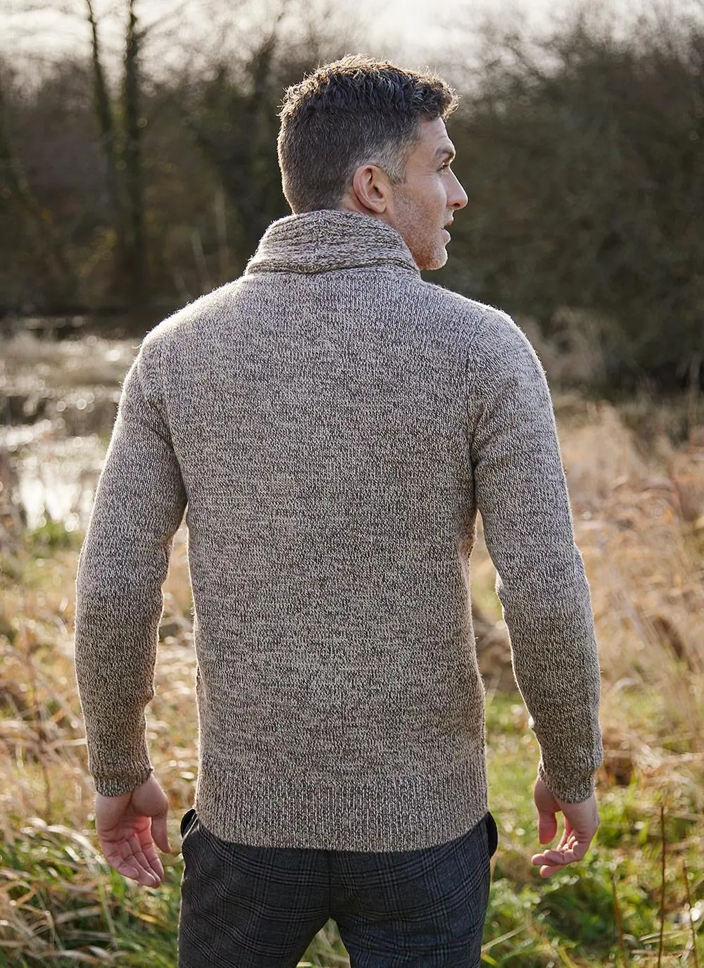 Brendan Shawl Collar Aran Sweater
