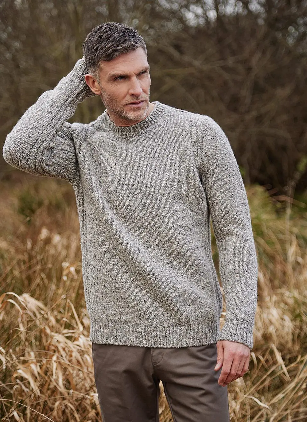 Fisherman Tweed Crew Neck Sweater 