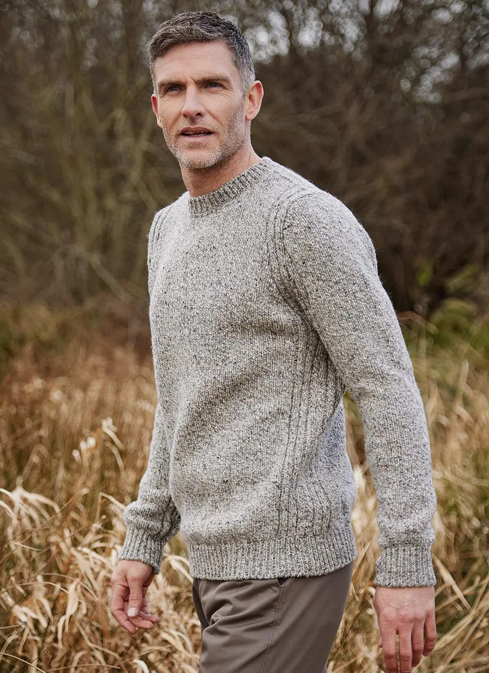 Fisherman Tweed Crew Neck Sweater 
