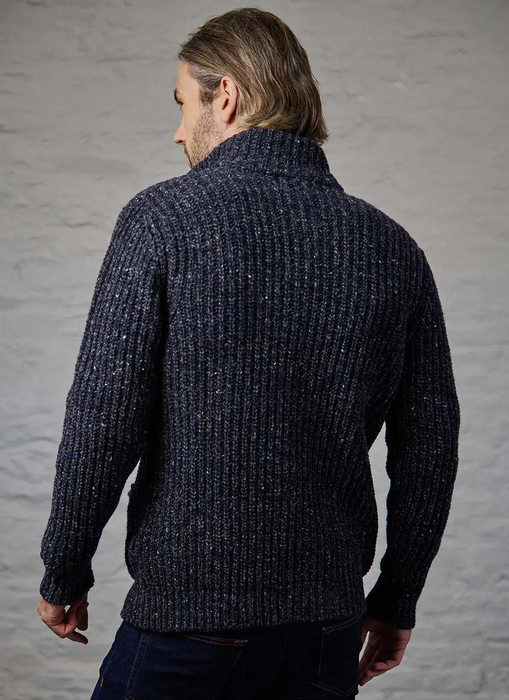 Fisherman Ribbed Cardigan with Patch Pockets