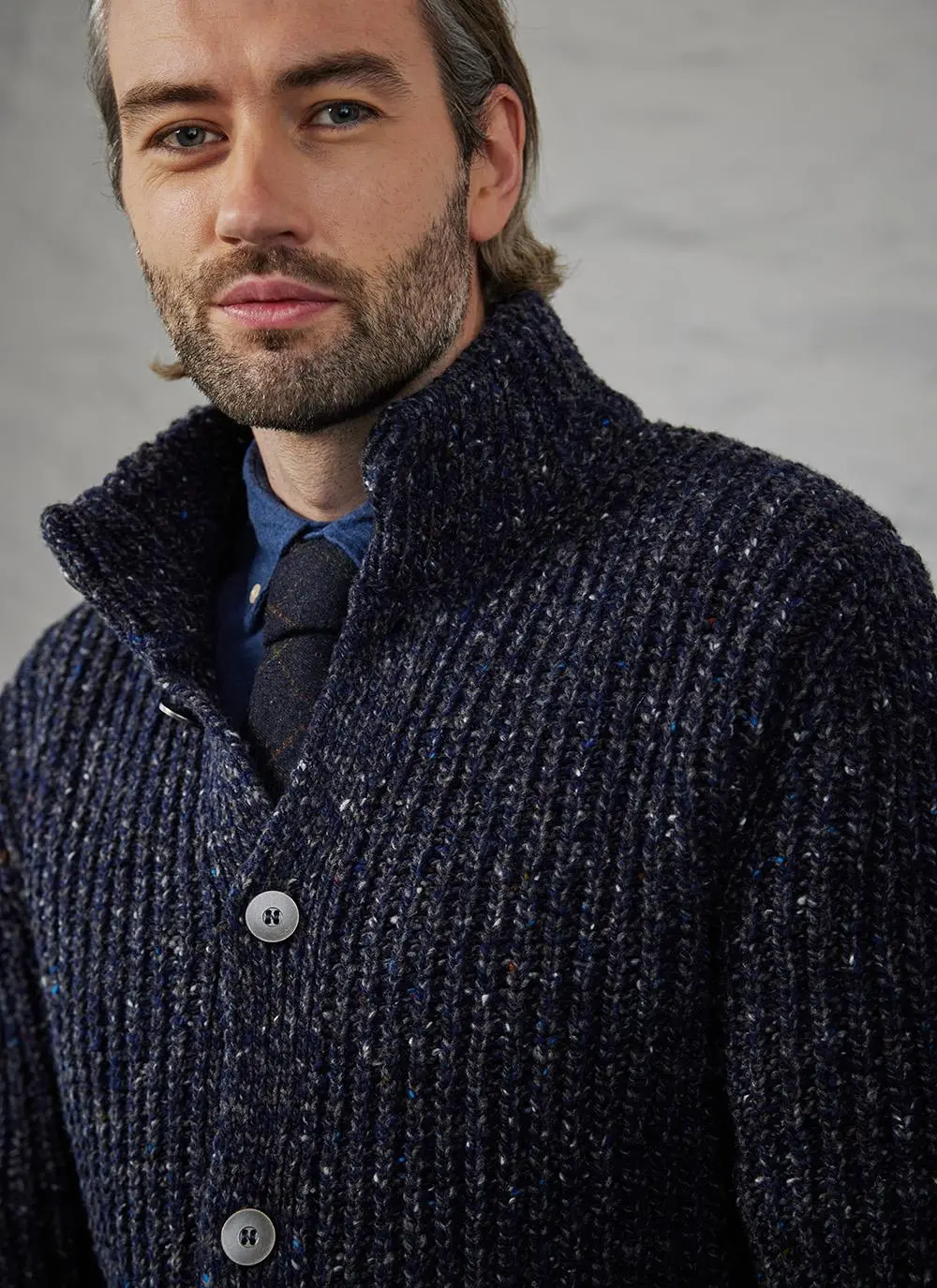 Fisherman Ribbed Cardigan with Patch Pockets