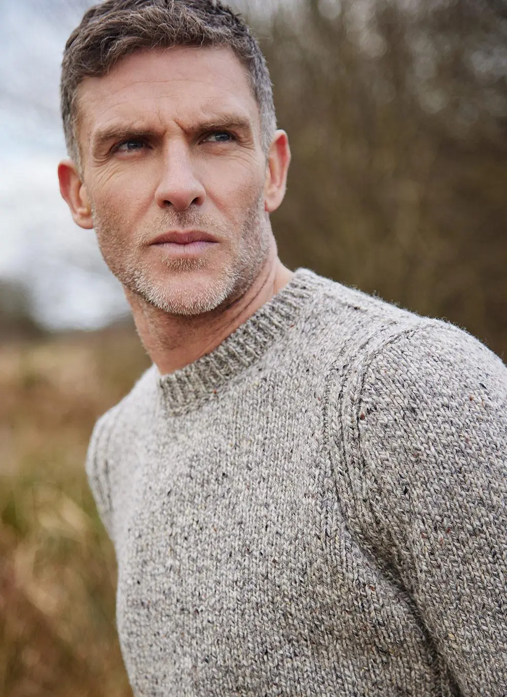 Fisherman Tweed Crew Neck Sweater 
