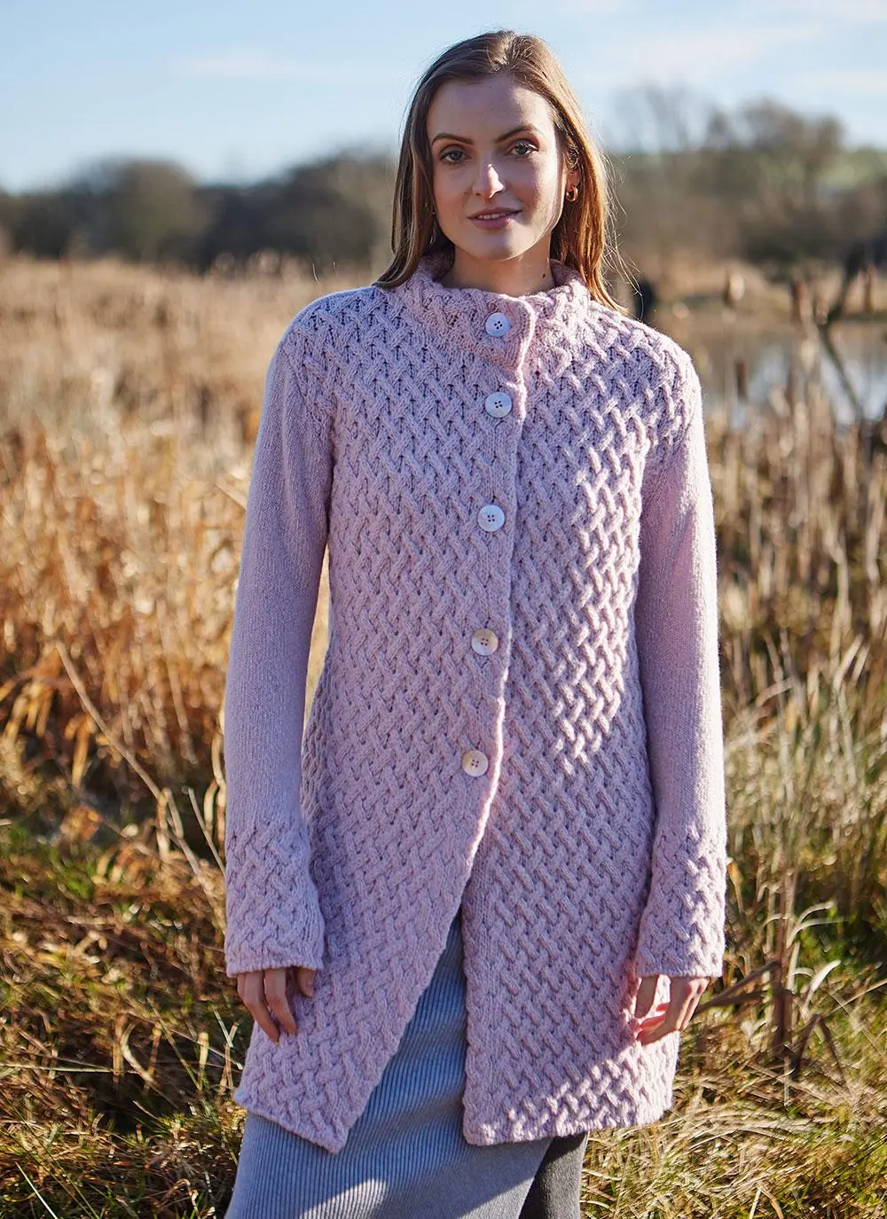 Ennis Wool Cashmere Trellis Aran Coat