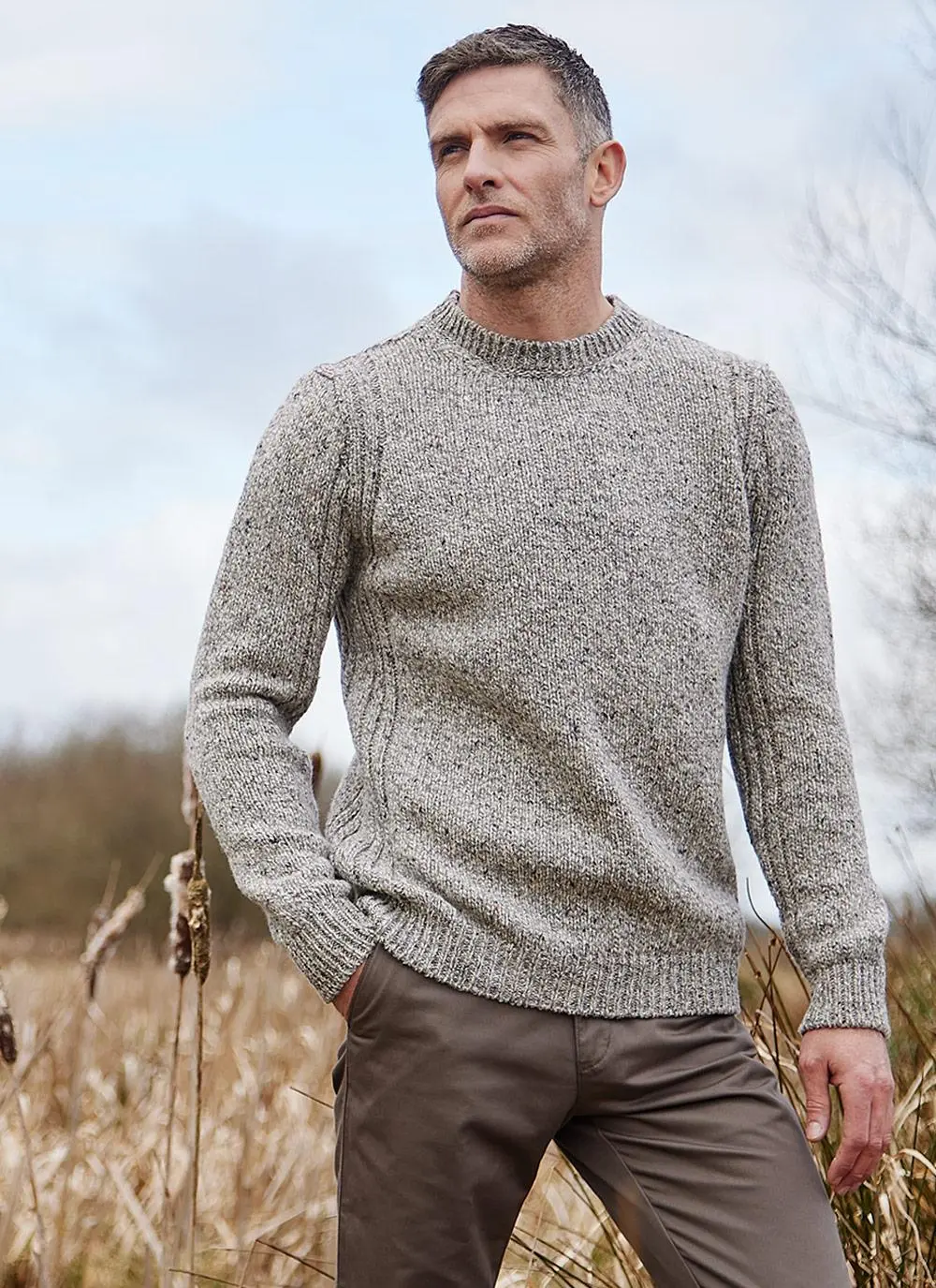 Fisherman Tweed Crew Neck Sweater 