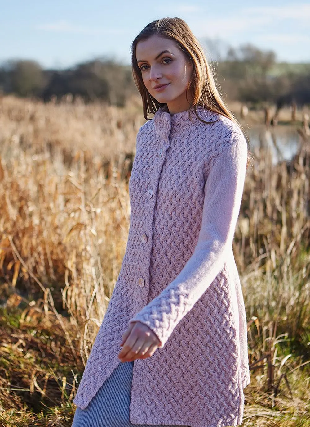 Ennis Wool Cashmere Trellis Aran Coat