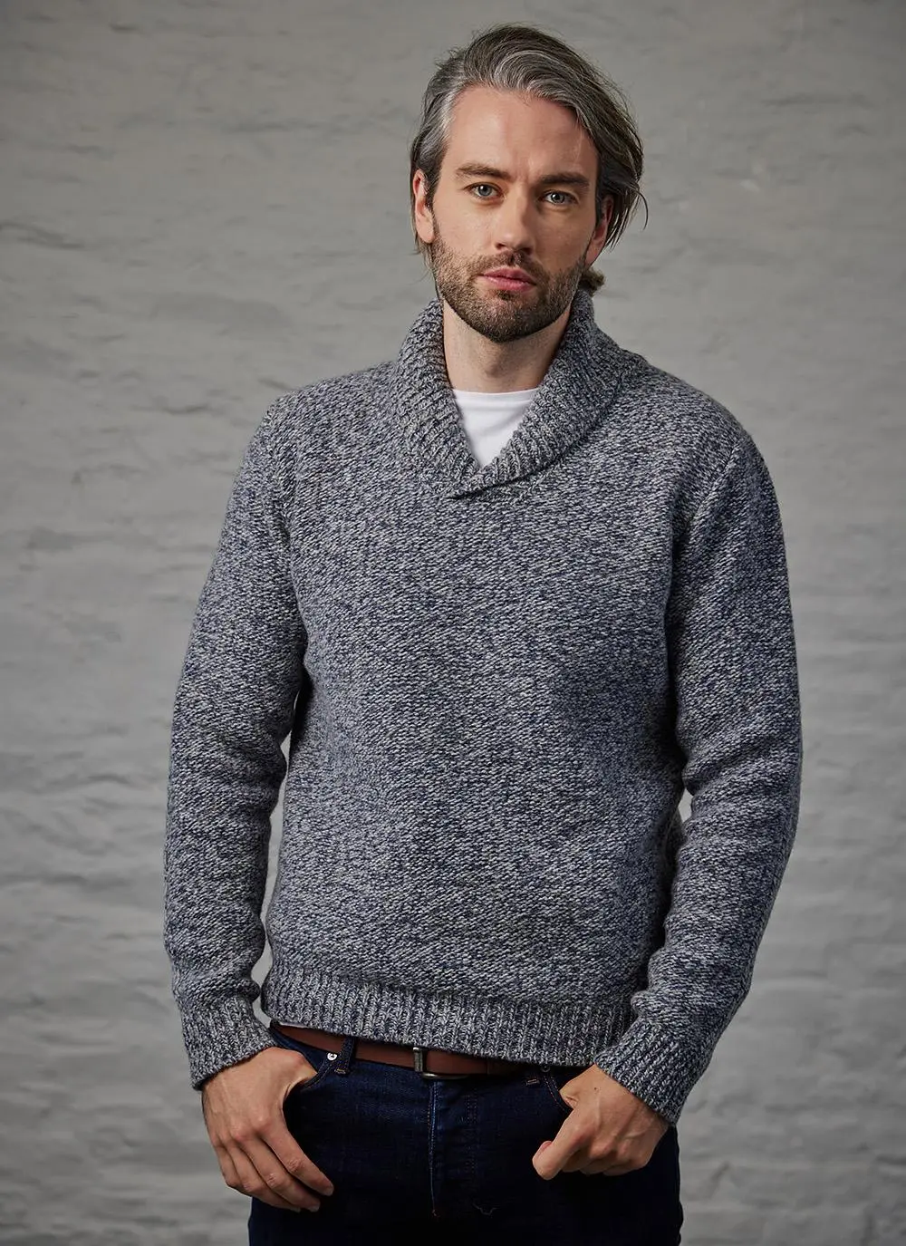 Fisherman Shawl Collar Sweater