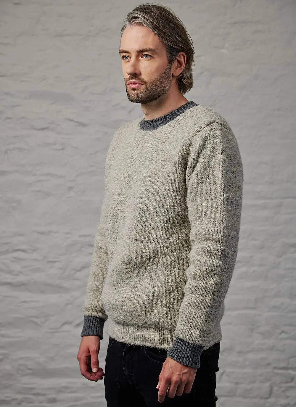 Fisherman Crew Neck Sweater with Geelong Lining