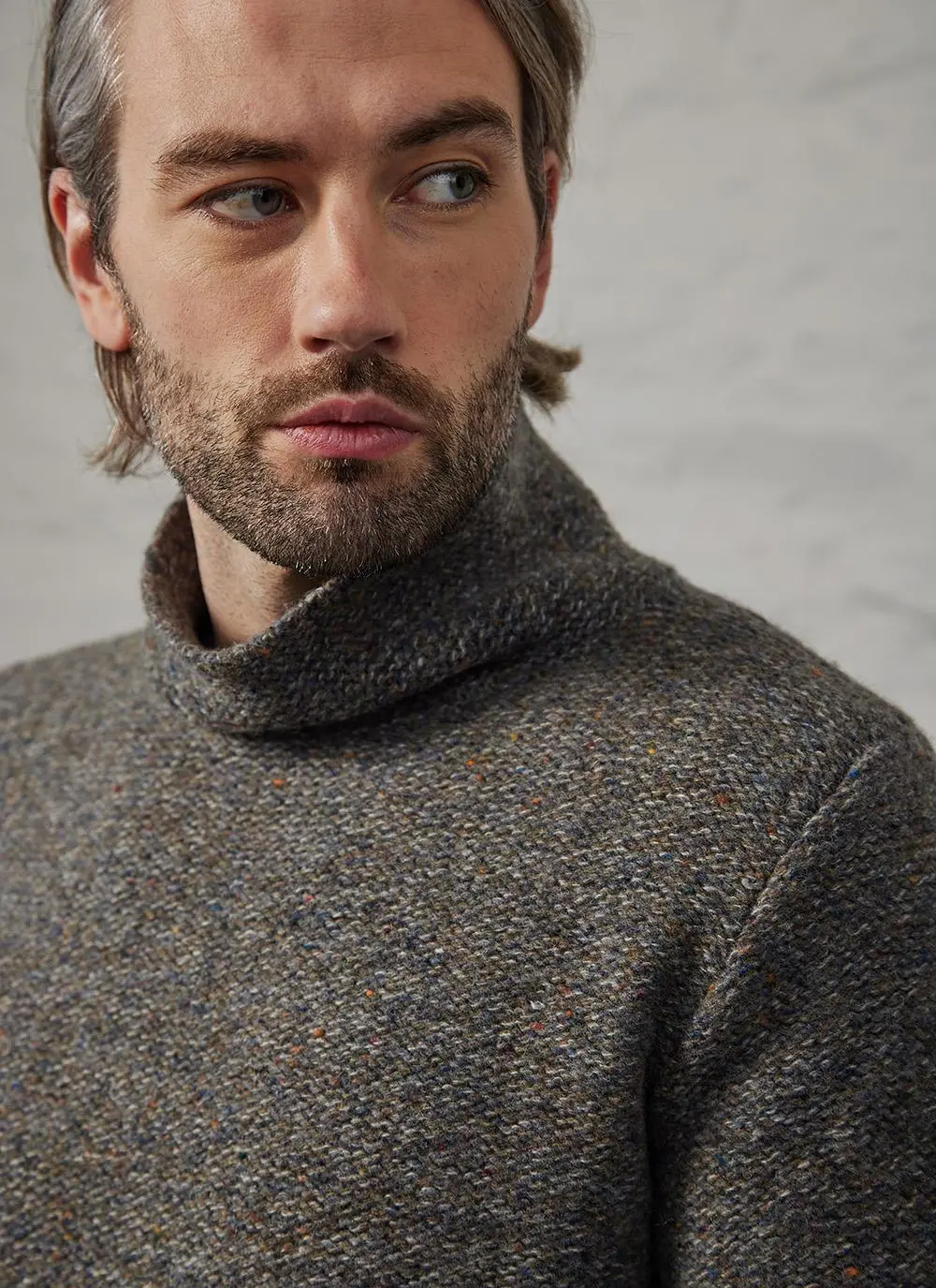 Fisherman Semi Felted Mock Neck Sweater