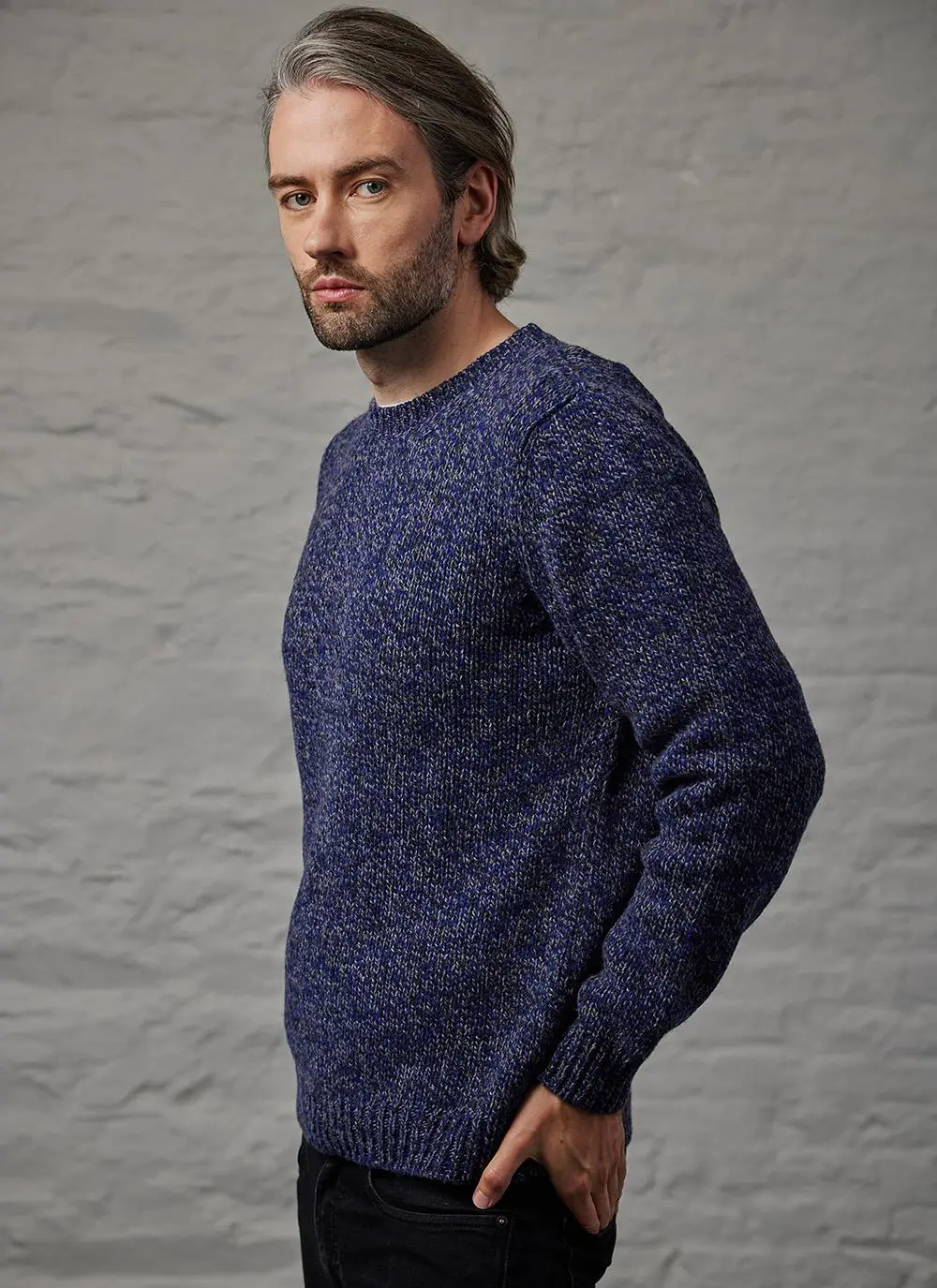 Fisherman Jersey Stitch Crew Neck Sweater