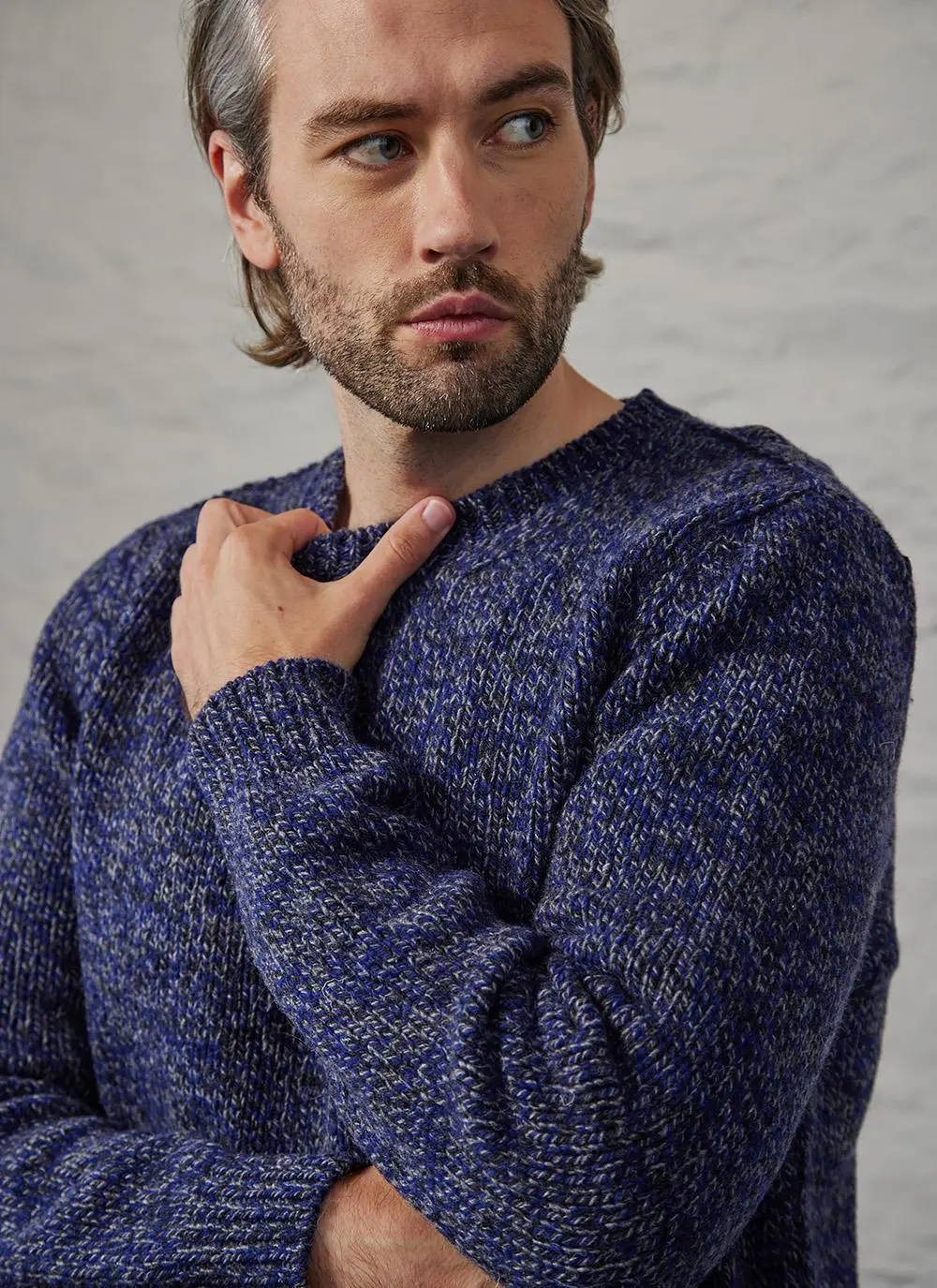 Fisherman Jersey Stitch Crew Neck Sweater