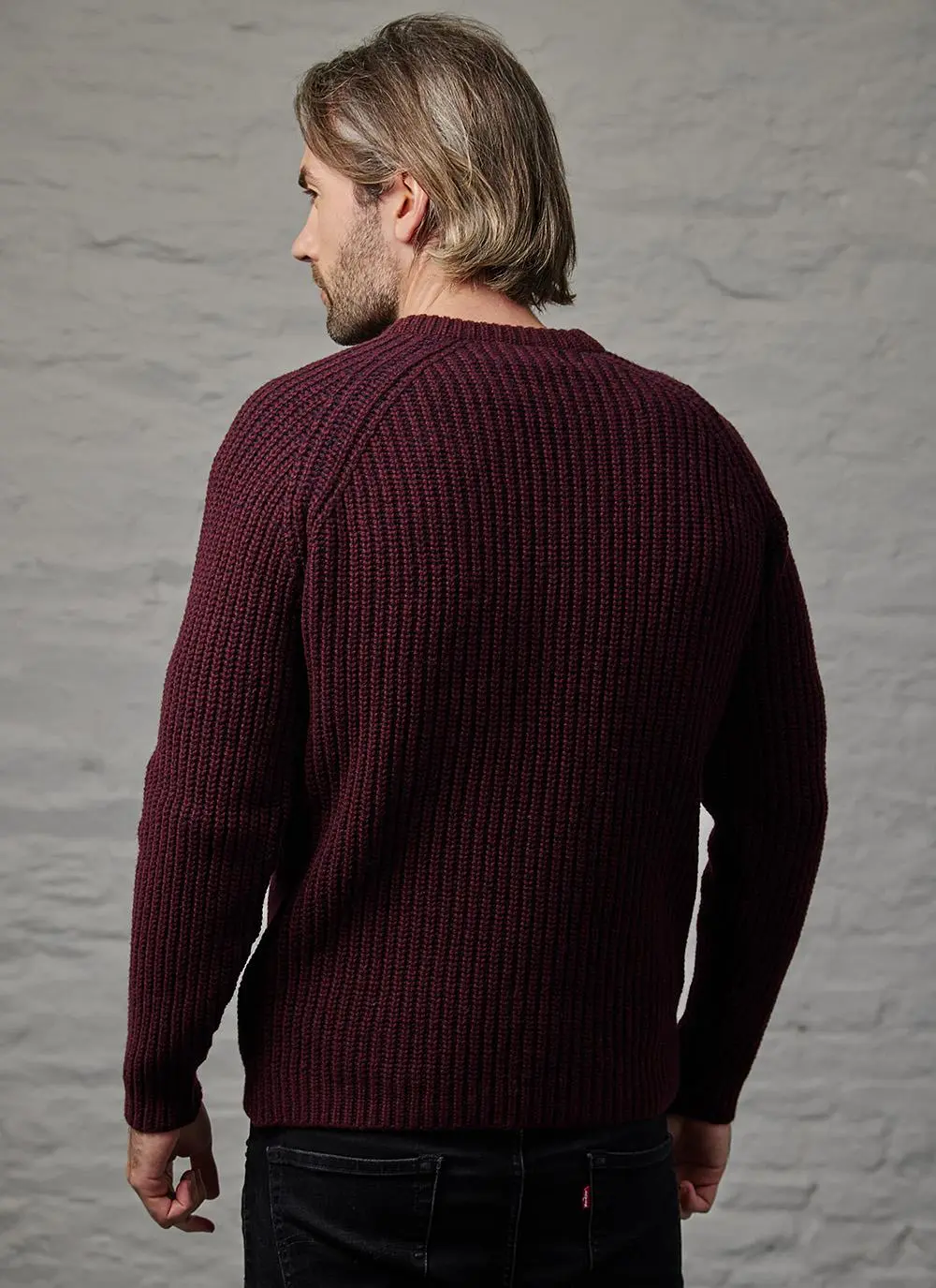 Fisherman Ribbed Crew Neck Raglan Sweater