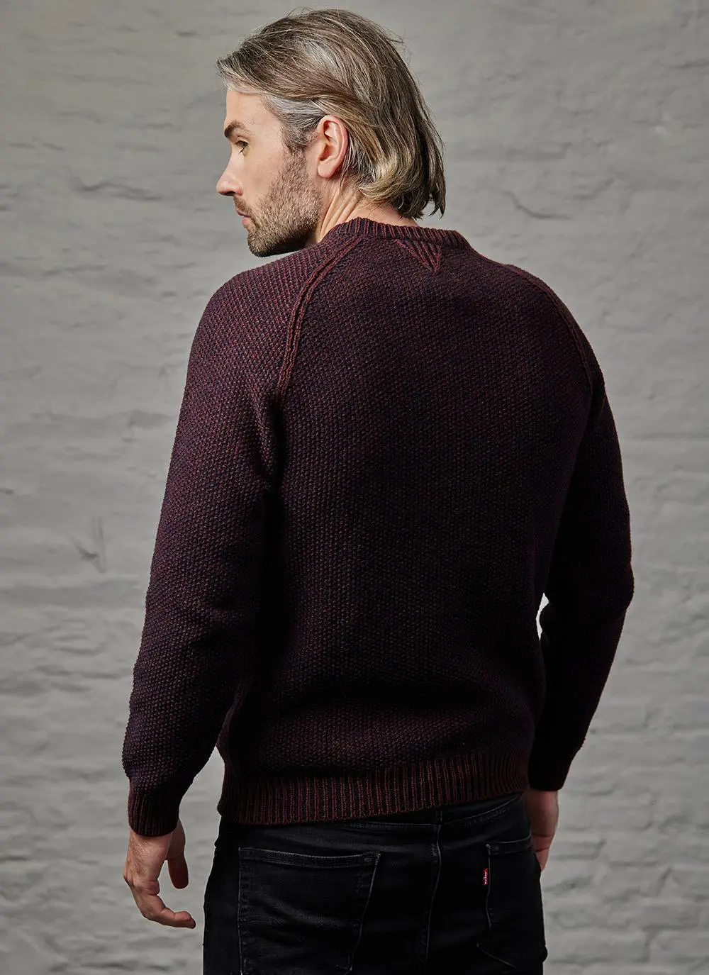 Fisherman Seed Stitch Raglan Crew Neck Sweater
