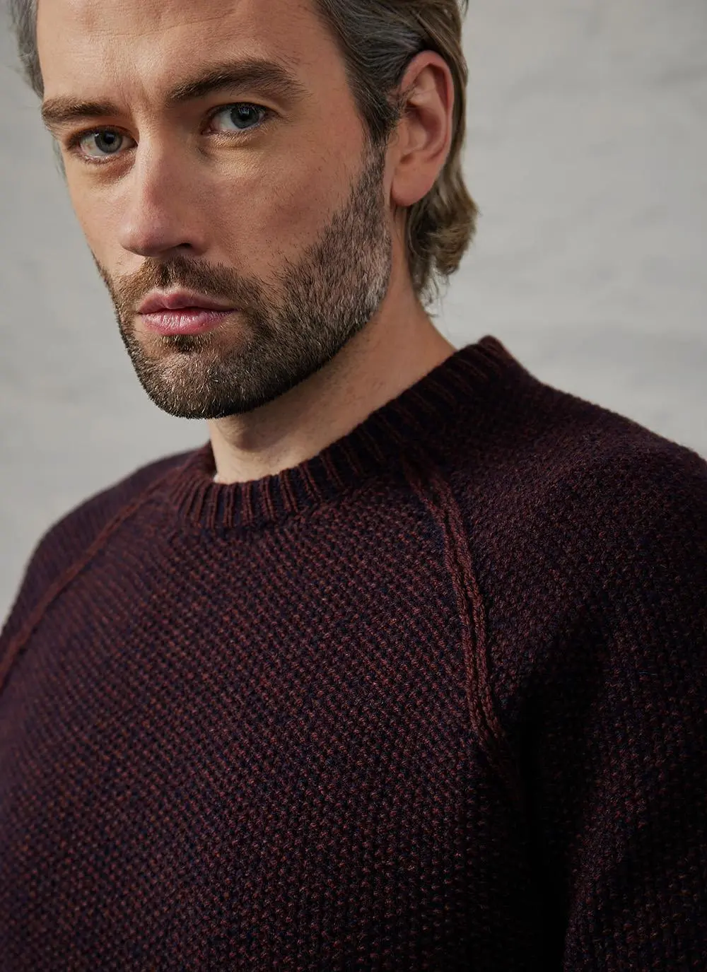 Fisherman Seed Stitch Raglan Crew Neck Sweater