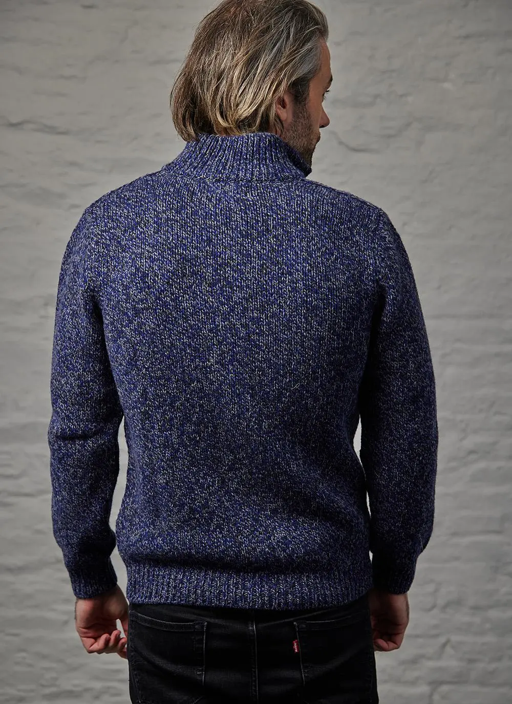 Fisherman Marled Zip Neck Sweater
