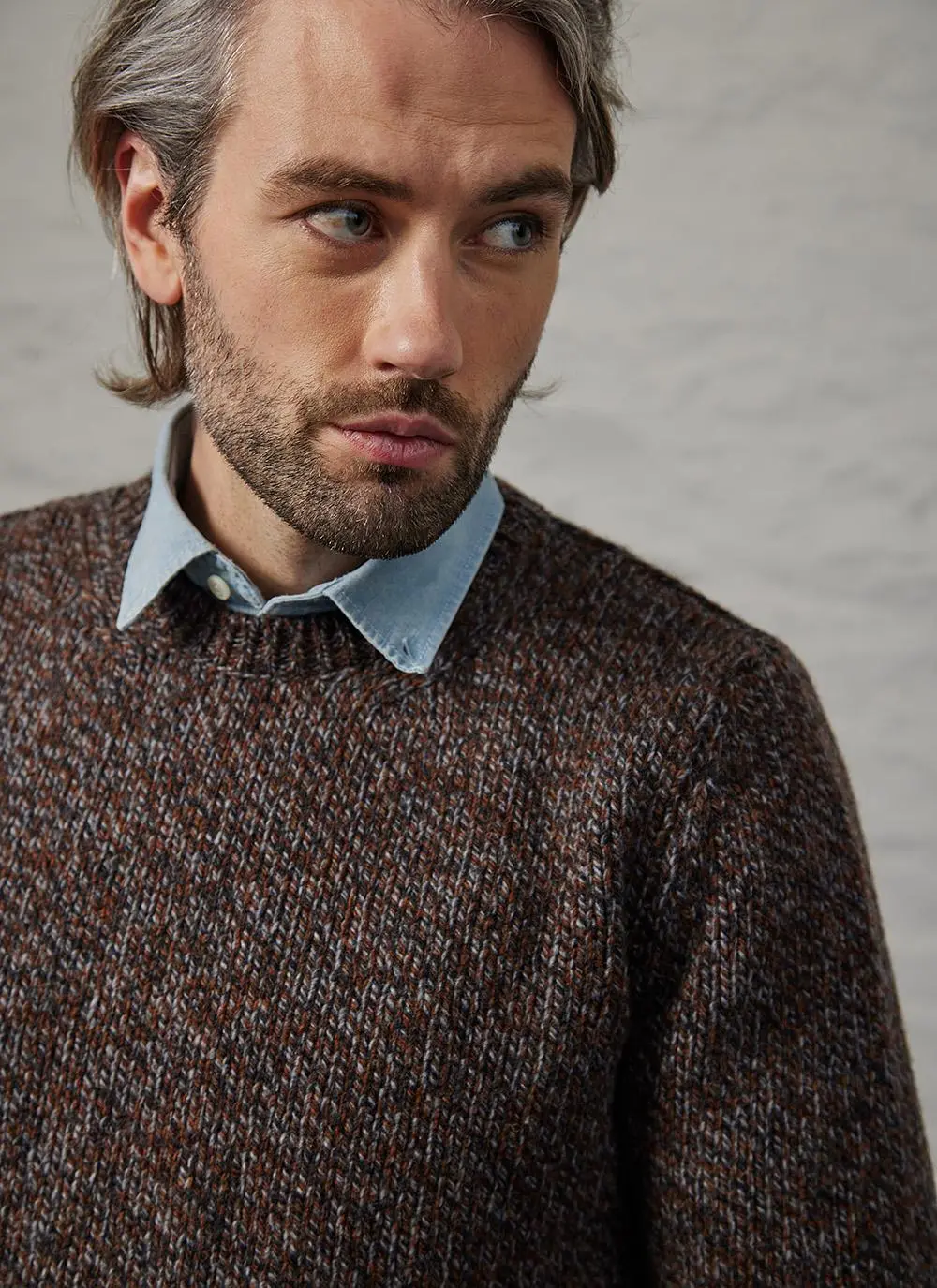 Fisherman Jersey Stitch Crew Neck Sweater