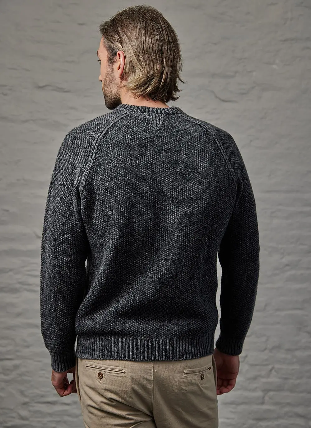 Fisherman Seed Stitch Raglan Crew Neck Sweater