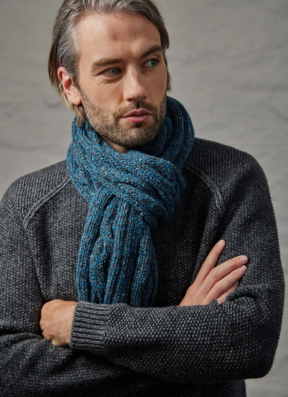 Fisherman Cable Rib Fleck Scarf