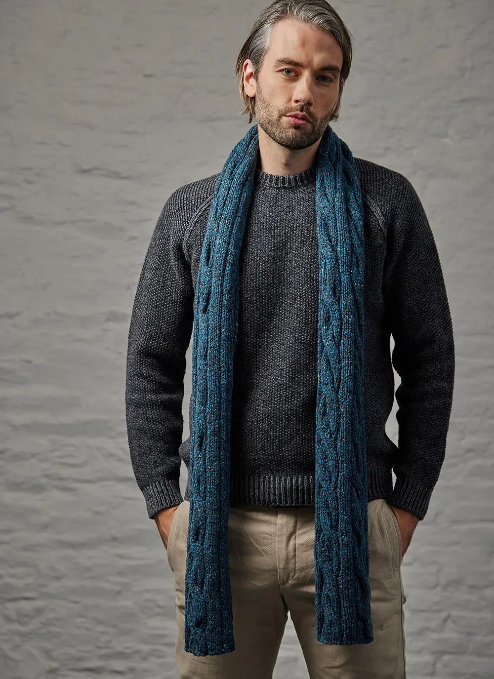 Fisherman Cable Rib Fleck Scarf