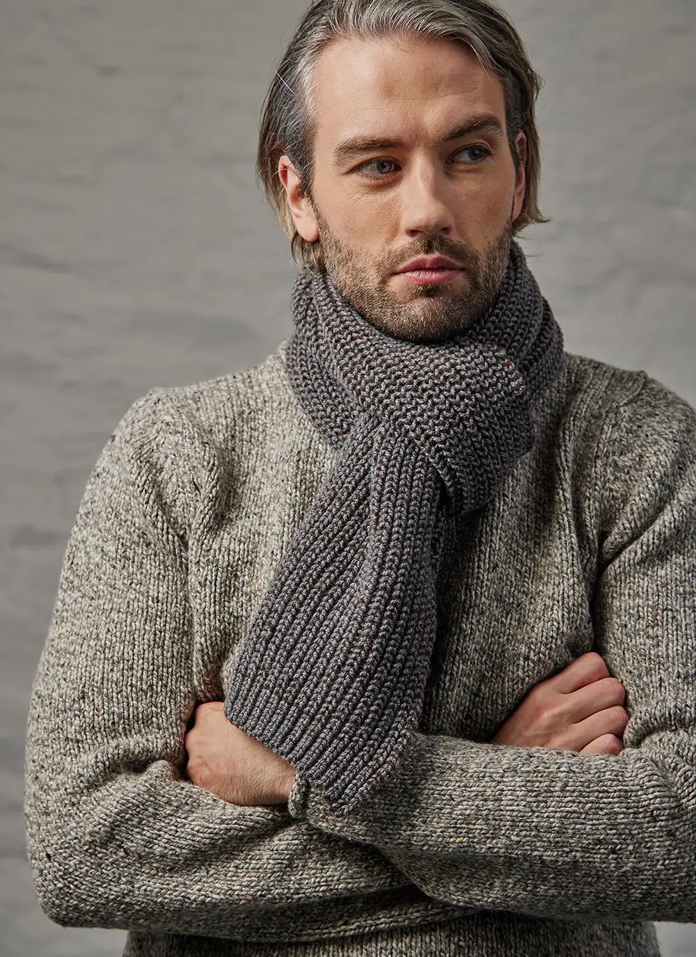 Fisherman Ribbed Two Tone Woolen Scarf