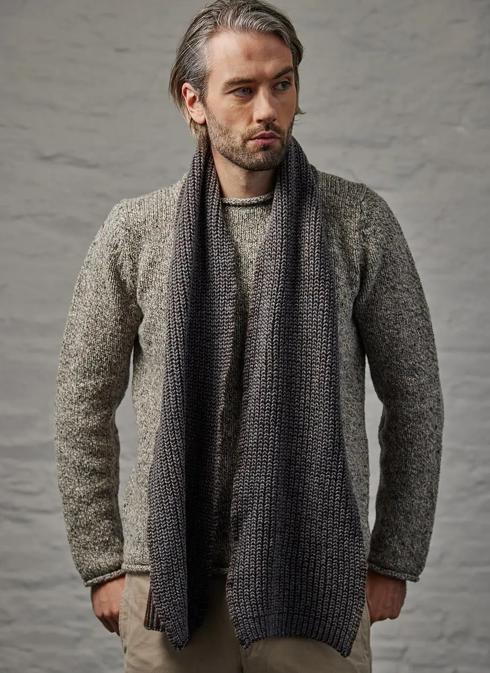 Fisherman Ribbed Two Tone Woolen Scarf