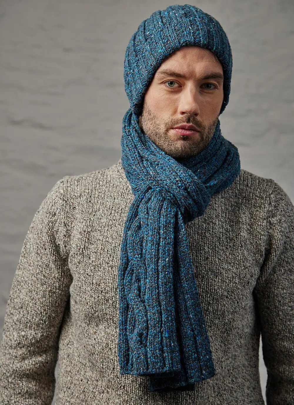 Fisherman Cable Rib Fleck Scarf