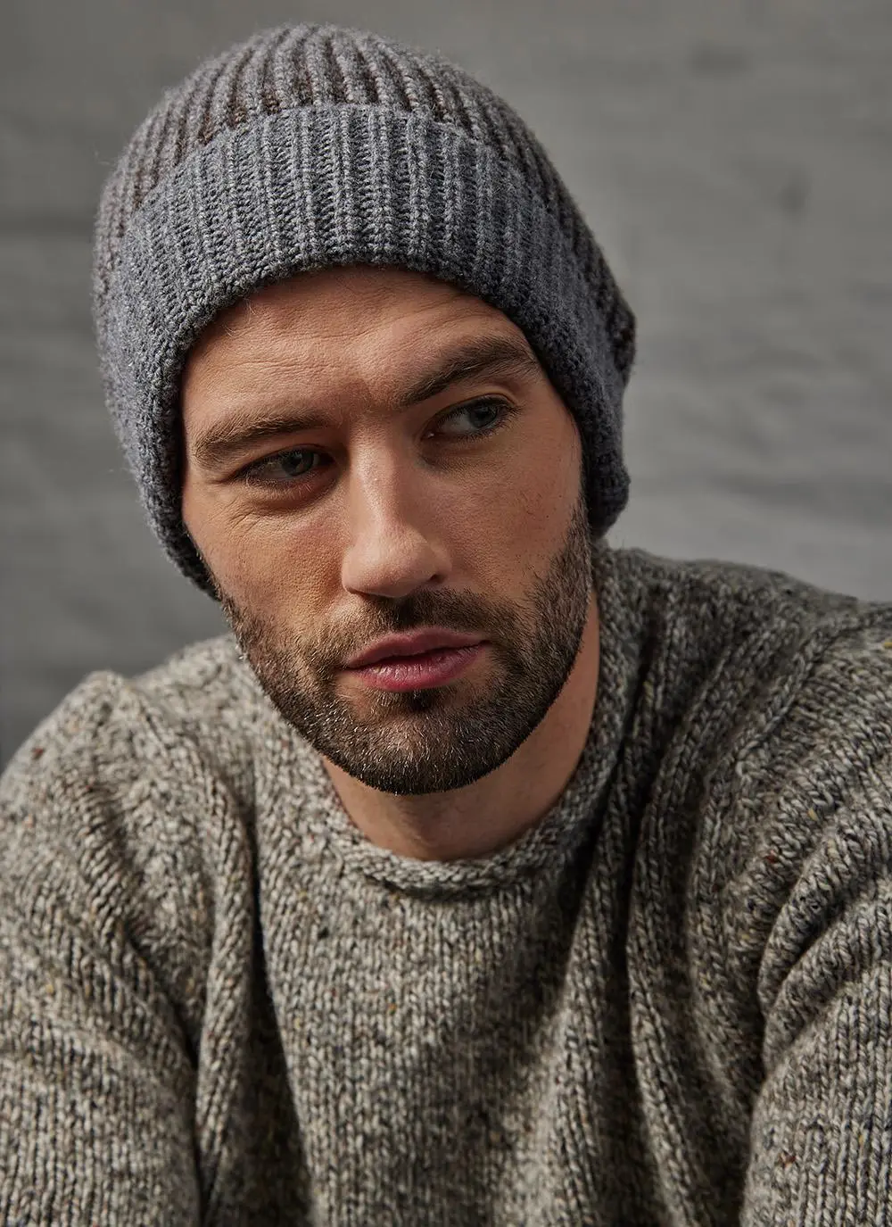 Fisherman Ribbed Two Tone Beanie Hat