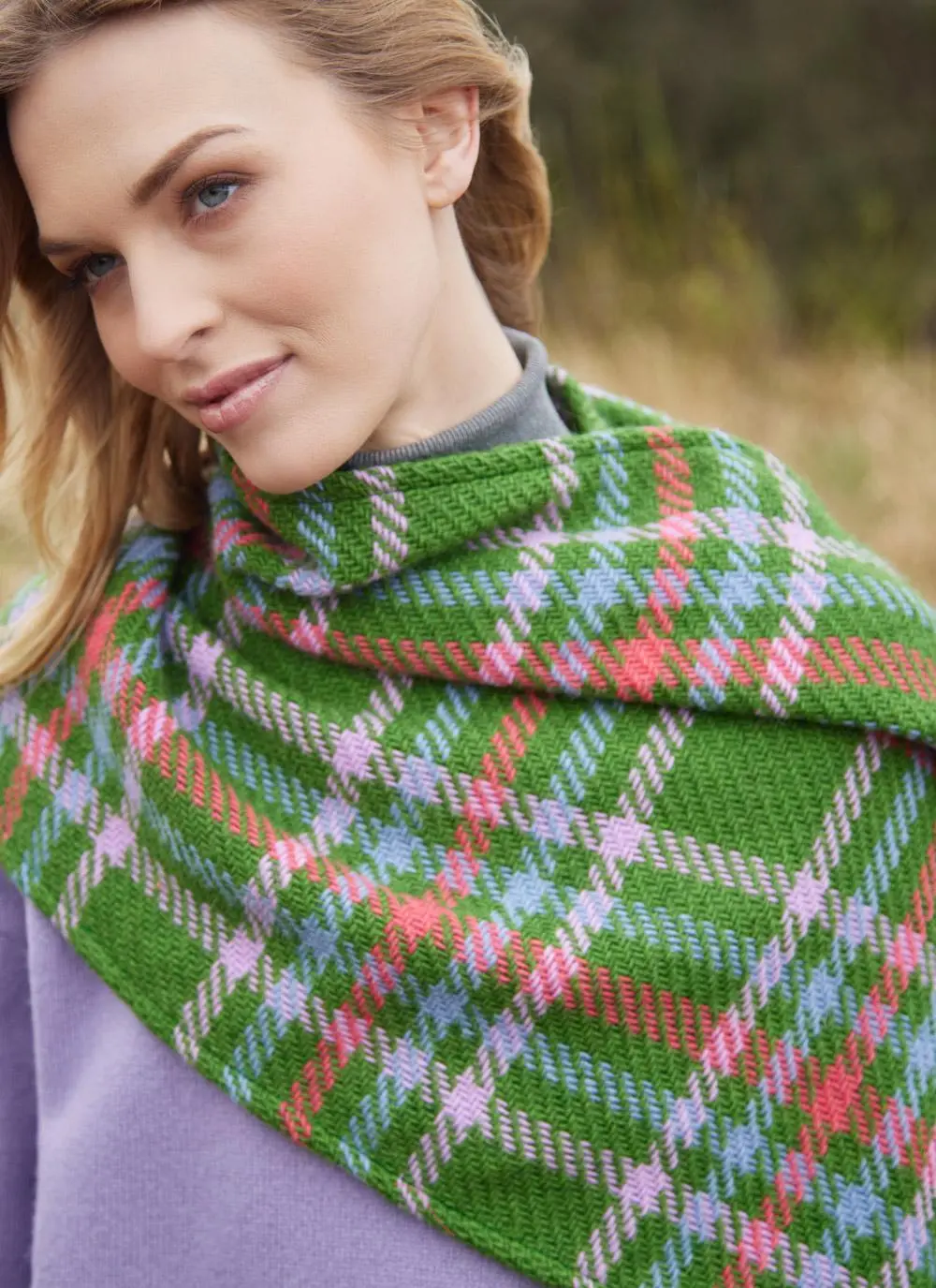 Check Fringed Stole