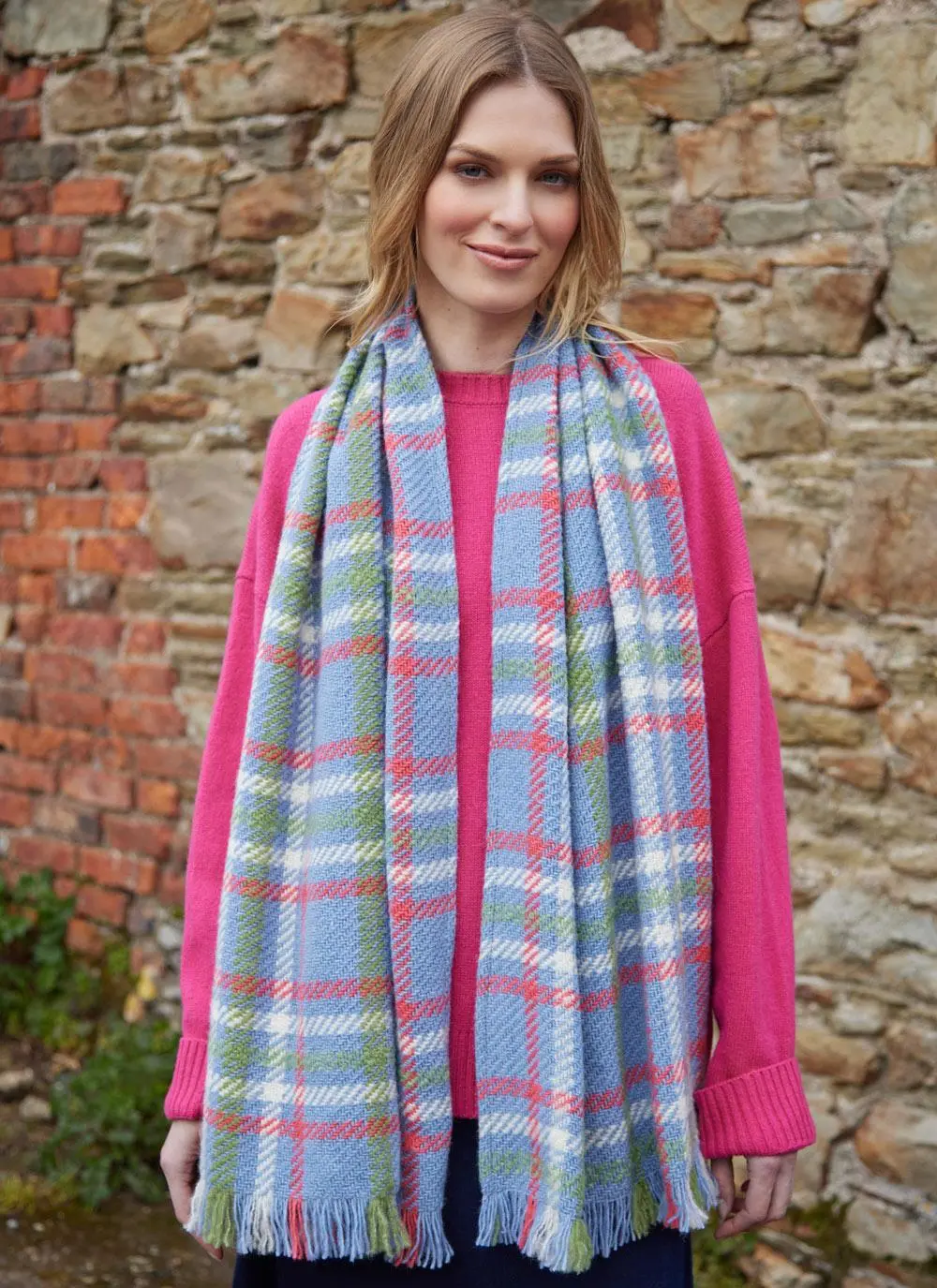 Check Fringed Stole