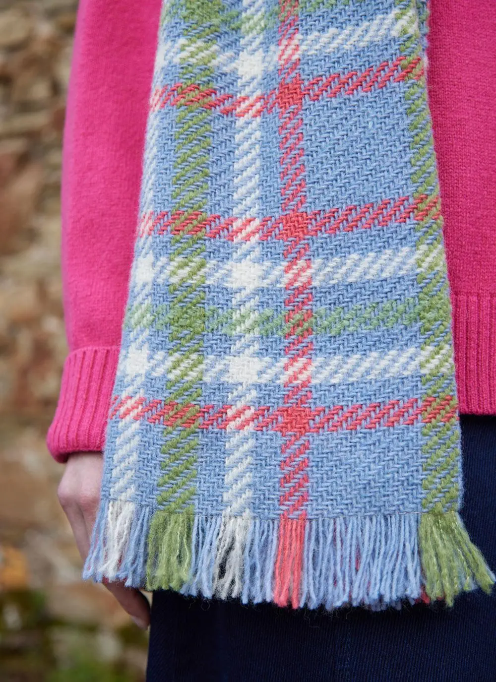 Check Fringed Stole