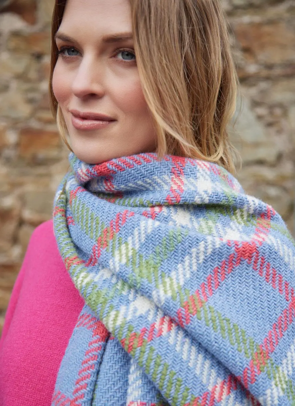 Check Fringed Stole