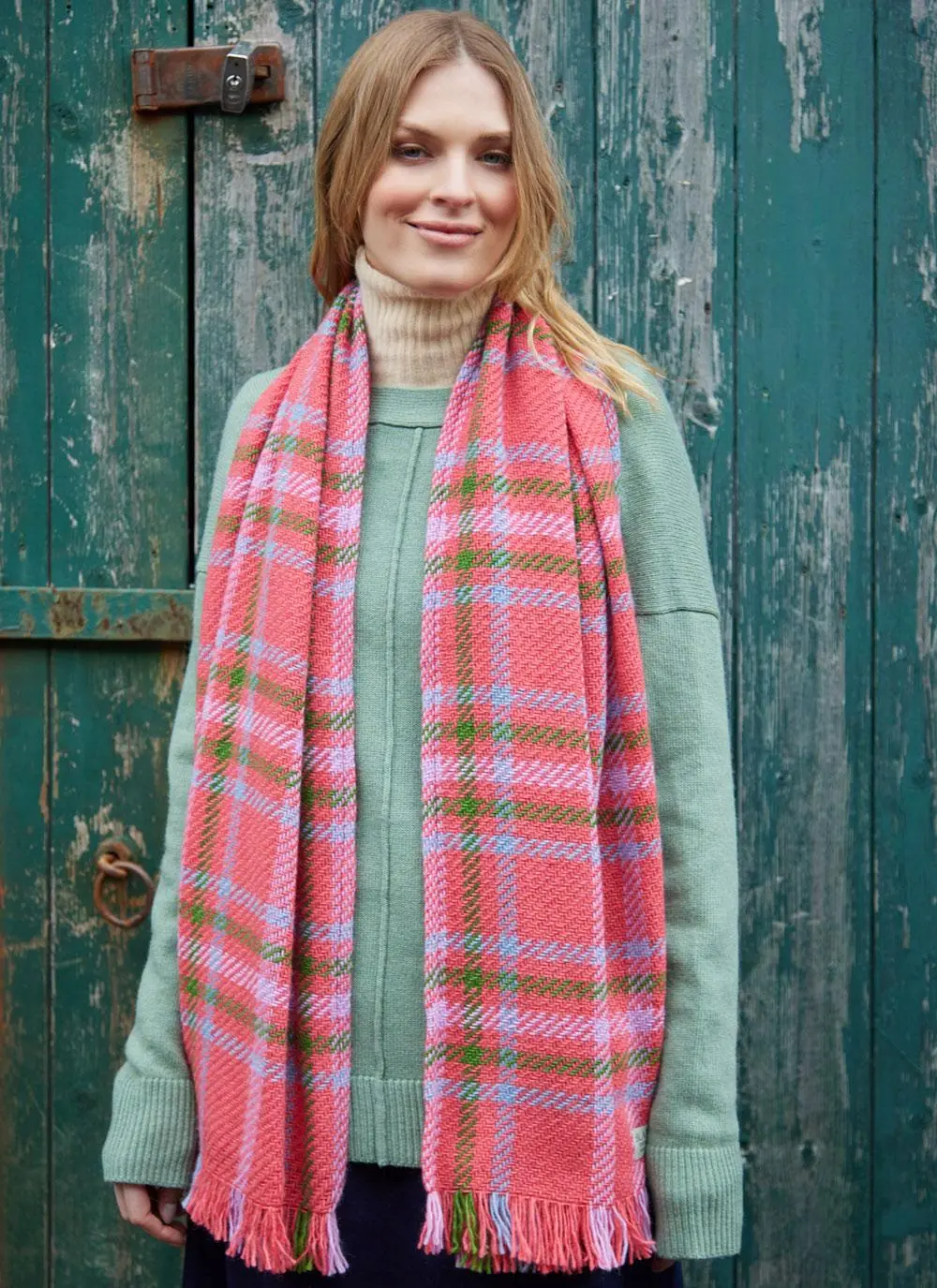 Check Fringed Stole
