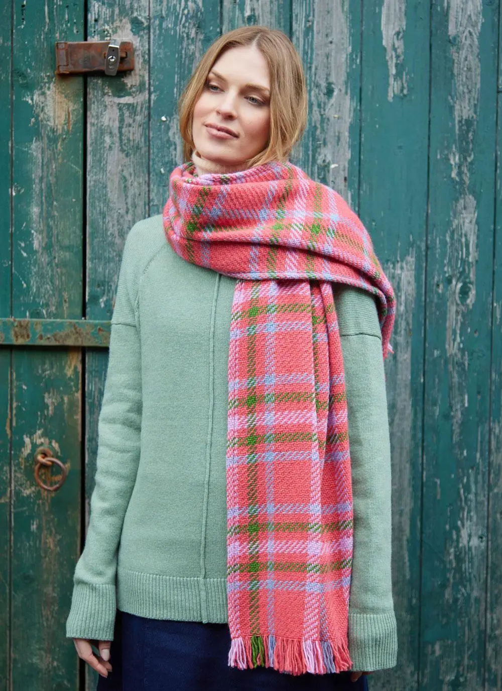 Check Fringed Stole