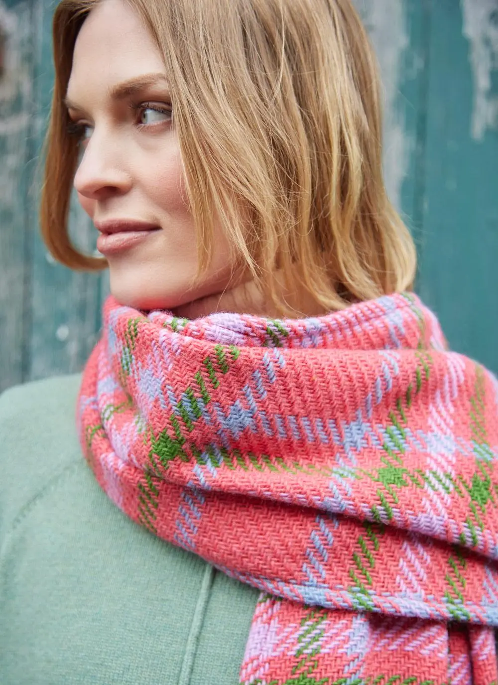 Check Fringed Stole