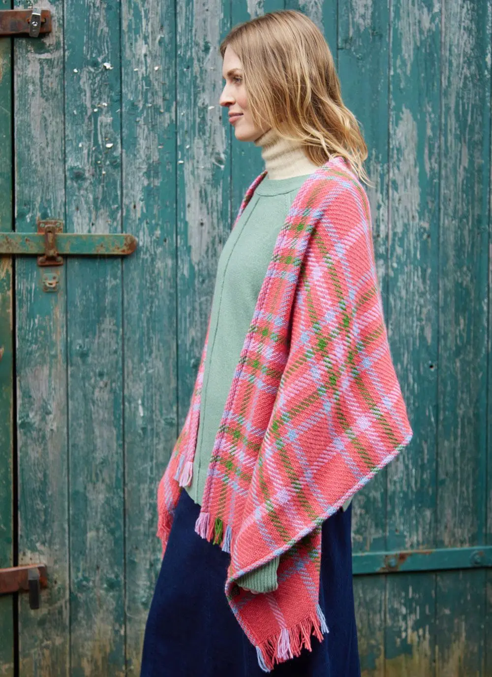 Check Fringed Stole