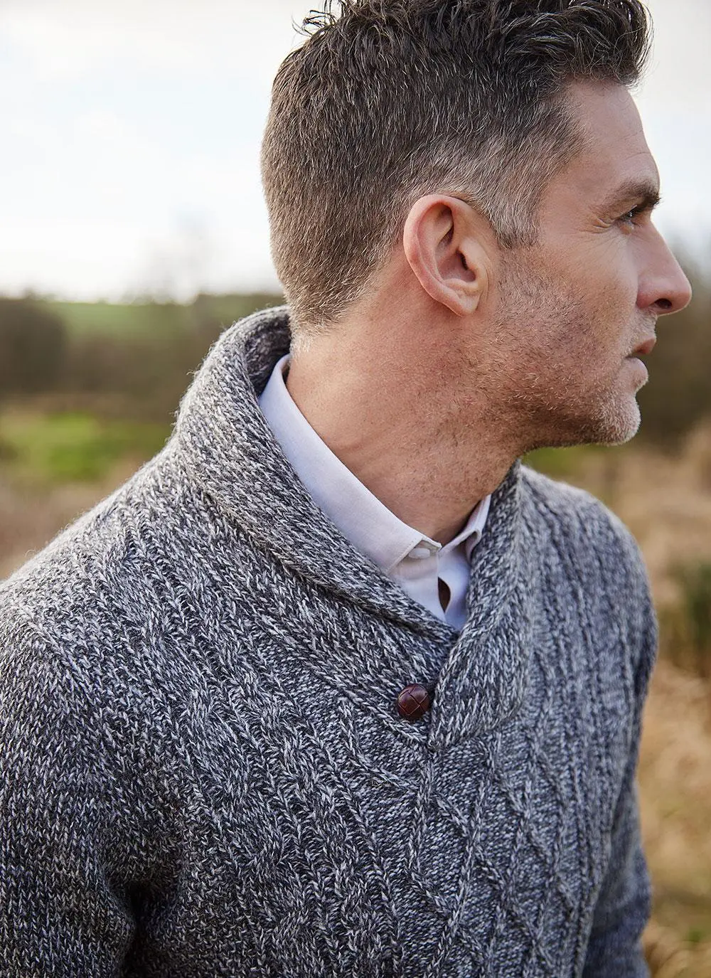Brendan Shawl Collar Aran Sweater