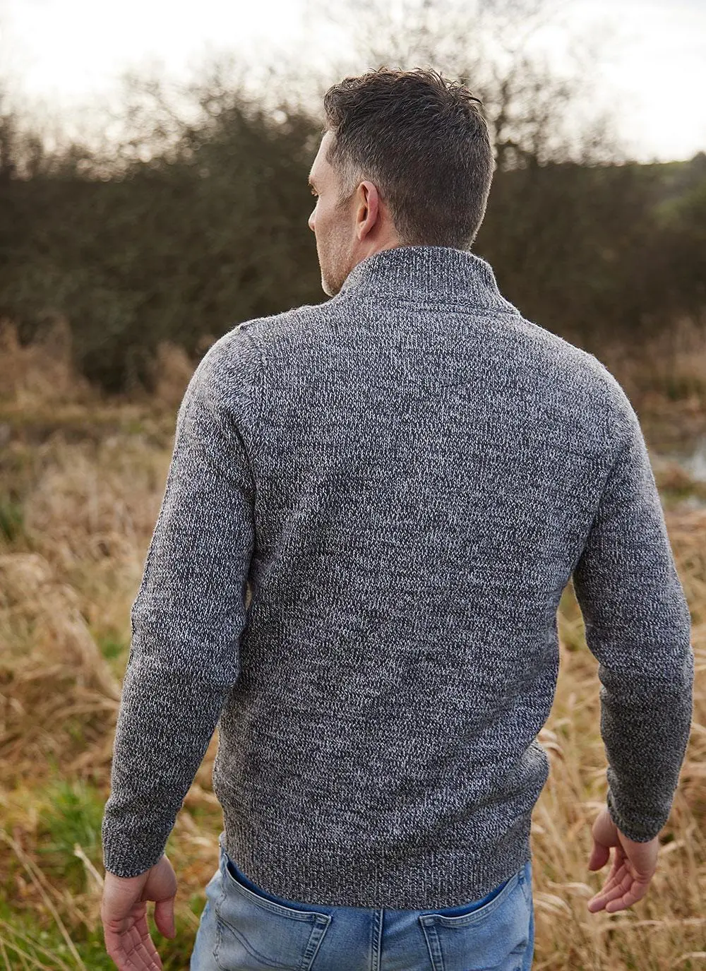 Kieran Button Neck Aran Sweater