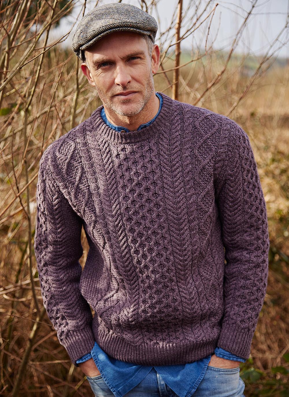 Dara Wool Cotton Aran Sweater in 