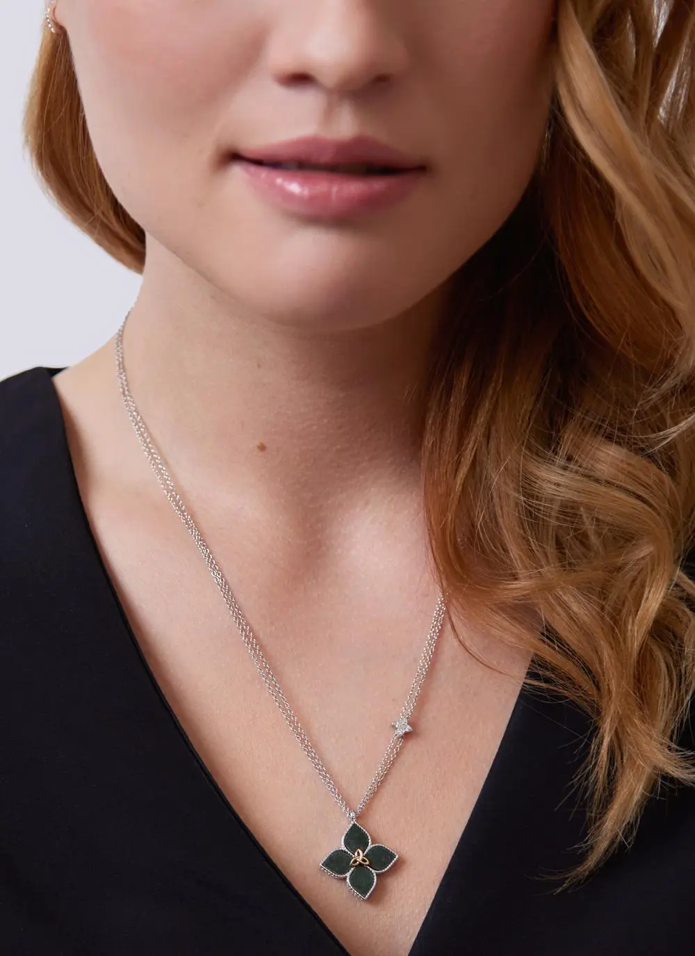 Sterling Silver Marble Trinity Knot Pendant with Cubic Zirconia
